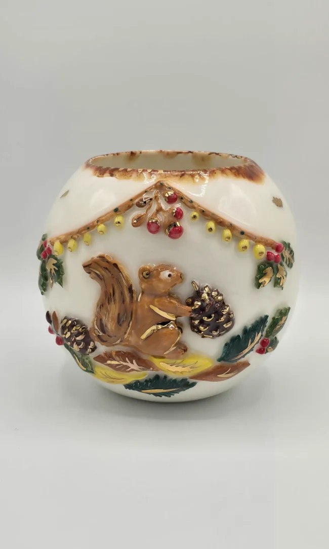 Vase écureuil en fête